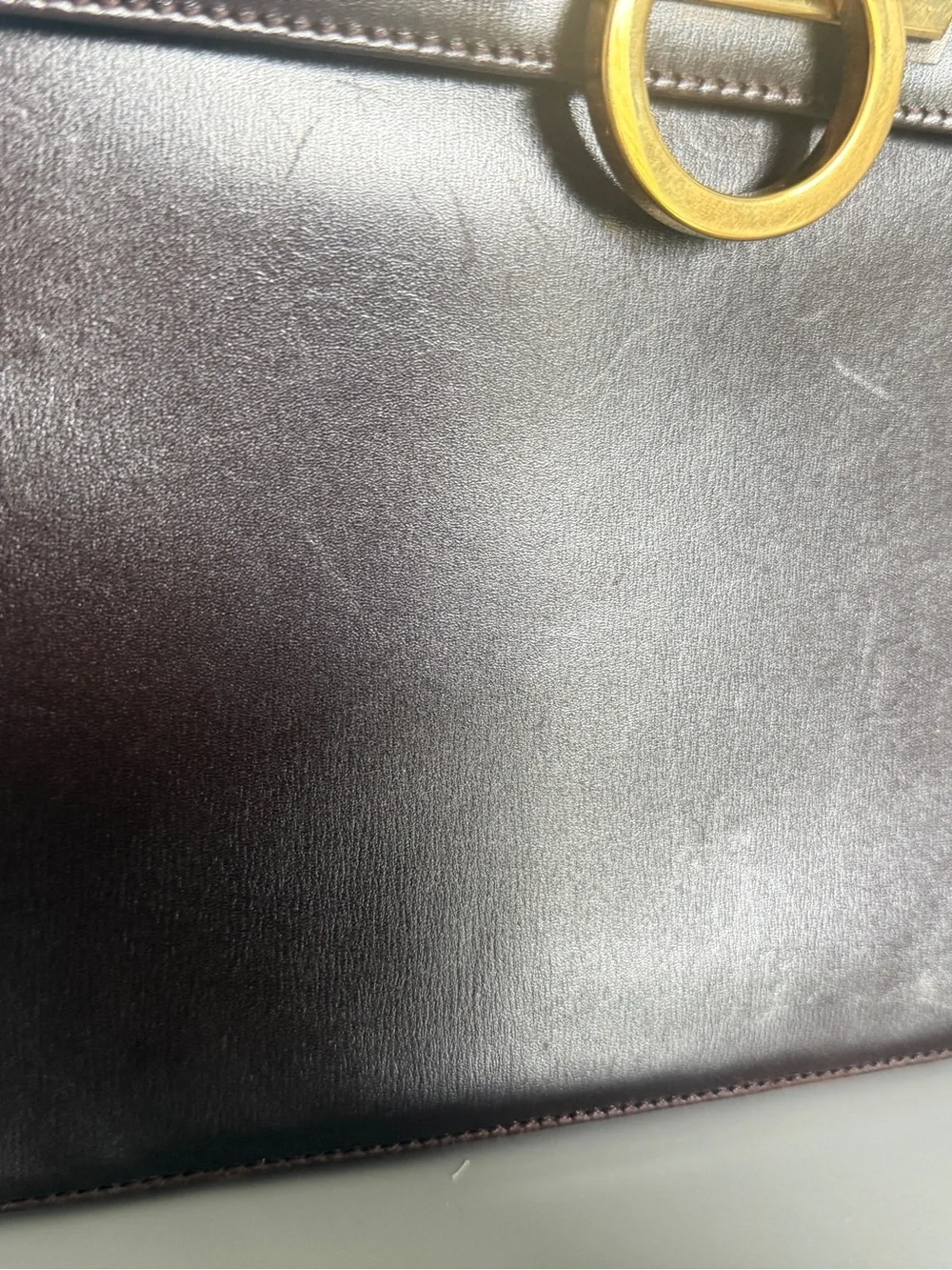 Vintage Salvatore Ferragamo Gancini 0212181 Brown Leather Top Handle Bag